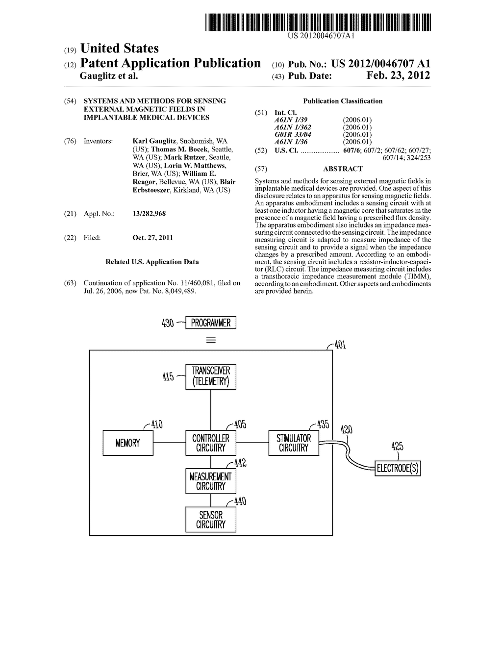 SYSTEMS AND METHODS FOR SENSING EXTERNAL MAGNETIC FIELDS IN IMPLANTABLE     MEDICAL DEVICES - diagram, schematic, and image 01