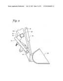 IMPLEMENT WITH LINKAGE ASSEMBLY AND WORK ASSEMBLY WHEREIN WORK ASSEMBLY     HAS DYNAMIC SKID SHOE AND A SCRAPING EDGE diagram and image