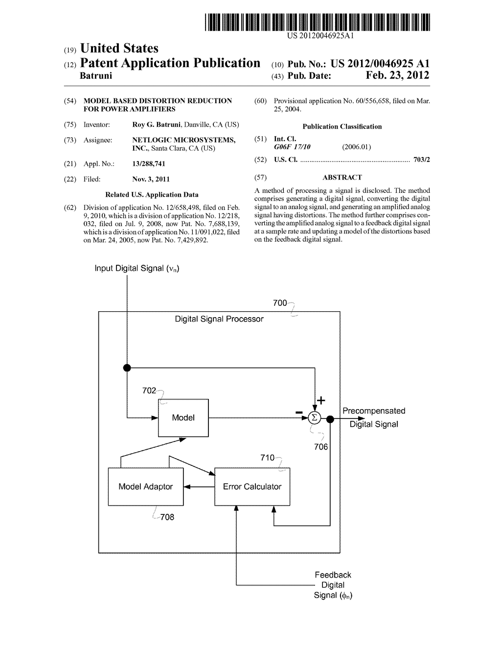 MODEL BASED DISTORTION REDUCTION FOR POWER AMPLIFIERS - diagram, schematic, and image 01