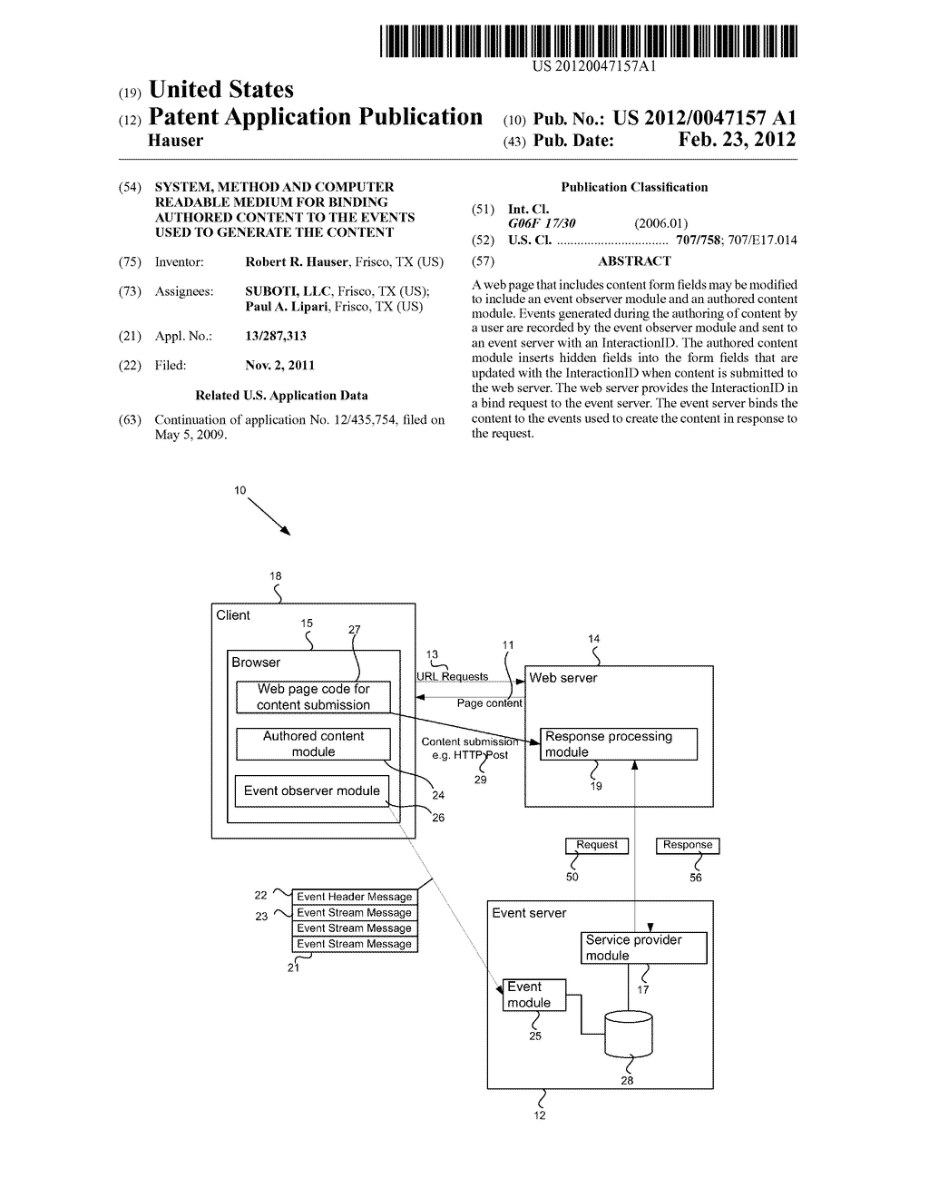 SYSTEM, METHOD AND COMPUTER READABLE MEDIUM FOR BINDING AUTHORED CONTENT     TO THE EVENTS USED TO GENERATE THE CONTENT - diagram, schematic, and image 01