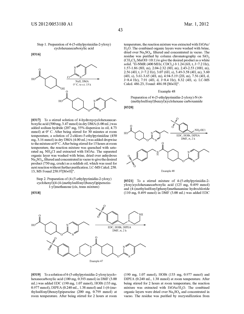 CYCLOHEXANE ANALOGUES AS GPR119 AGONISTS - diagram, schematic, and image 44