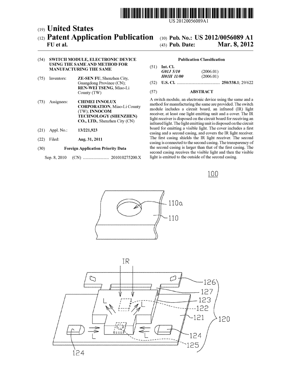 SWITCH MODULE, ELECTRONIC DEVICE USING THE SAME AND METHOD FOR     MANUFACTURING THE SAME - diagram, schematic, and image 01