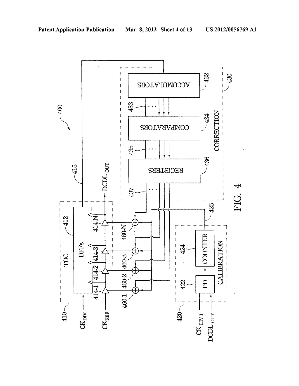 METHOD AND SYSTEM FOR TIME TO DIGITAL CONVERSION WITH CALIBRATION AND     CORRECTION LOOPS - diagram, schematic, and image 05