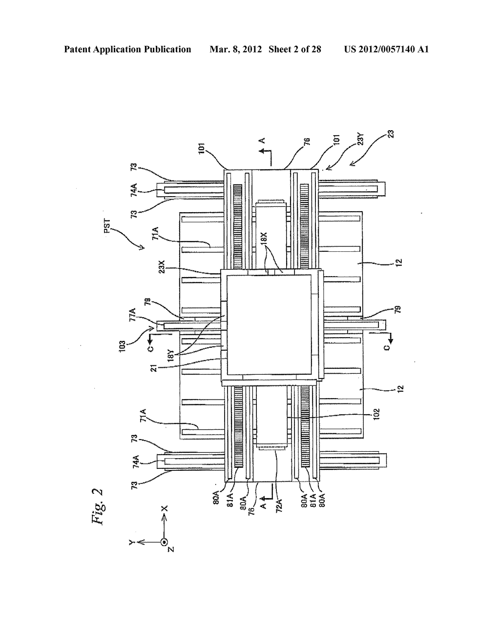 EXPOSURE APPARATUS, MOVABLE BODY APPARATUS, FLAT-PANEL DISPLAY     MANUFACTURING METHOD, AND DEVICE MANUFACTURING METHOD - diagram, schematic, and image 03