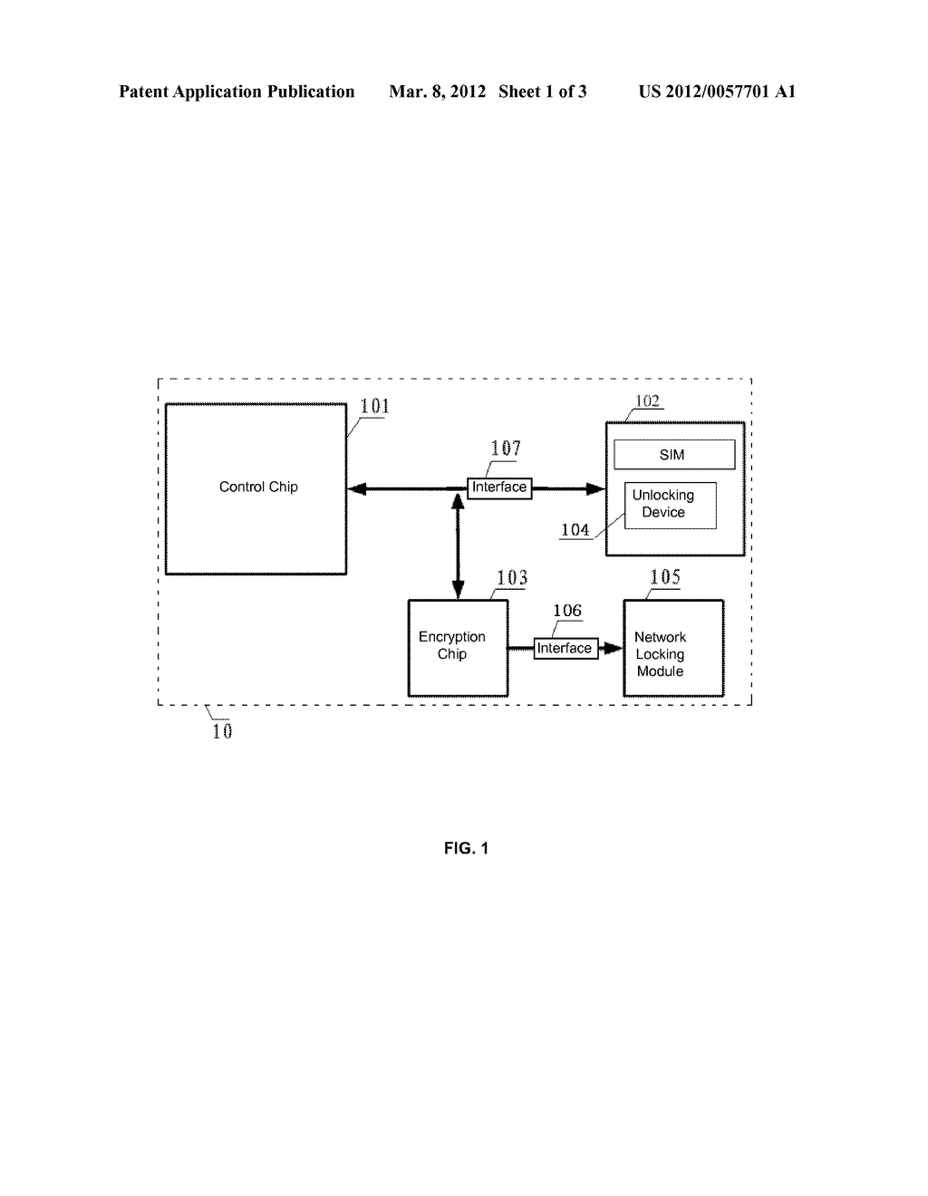 MOBILE TERMINAL WITH ENCRYPTION CHIP AND RELATED NETWORK LOCKING/UNLOCKING     METHOD - diagram, schematic, and image 02