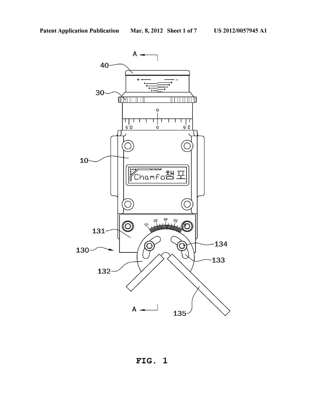 CHAMFER DEVICE FOR MACHINING WELD BEAD SURFACE WHICH ALLOWS ONE-TOUCH     CHAMFERING-AMOUNT ADJUSTMENT - diagram, schematic, and image 02