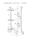 CASCADE-TYPE COATING DEVICE FOR POWDERY MATERIAL AND ASSOCIATED METHOD diagram and image