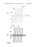 CASCADE-TYPE COATING DEVICE FOR POWDERY MATERIAL AND ASSOCIATED METHOD diagram and image