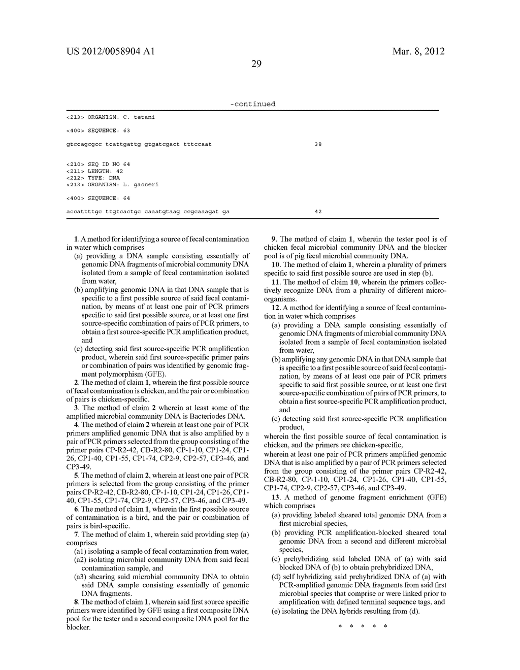 SPECIES-SPECIFIC PRIMER SETS AND IDENTIFICATION OF SPECIES-SPECIFIC DNA     SEQUENCES USING GENOME FRAGMENT ENRICHMENT - diagram, schematic, and image 37