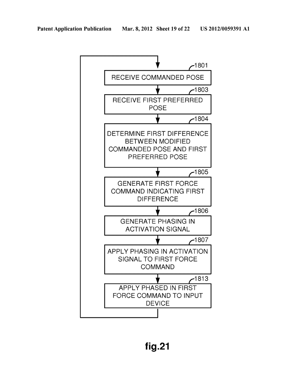 APPLICATION OF FORCE FEEDBACK ON AN INPUT DEVICE TO URGE ITS OPERATOR TO     COMMAND AN ARTICULATED INSTRUMENT TO A PREFERRED POSE - diagram, schematic, and image 20