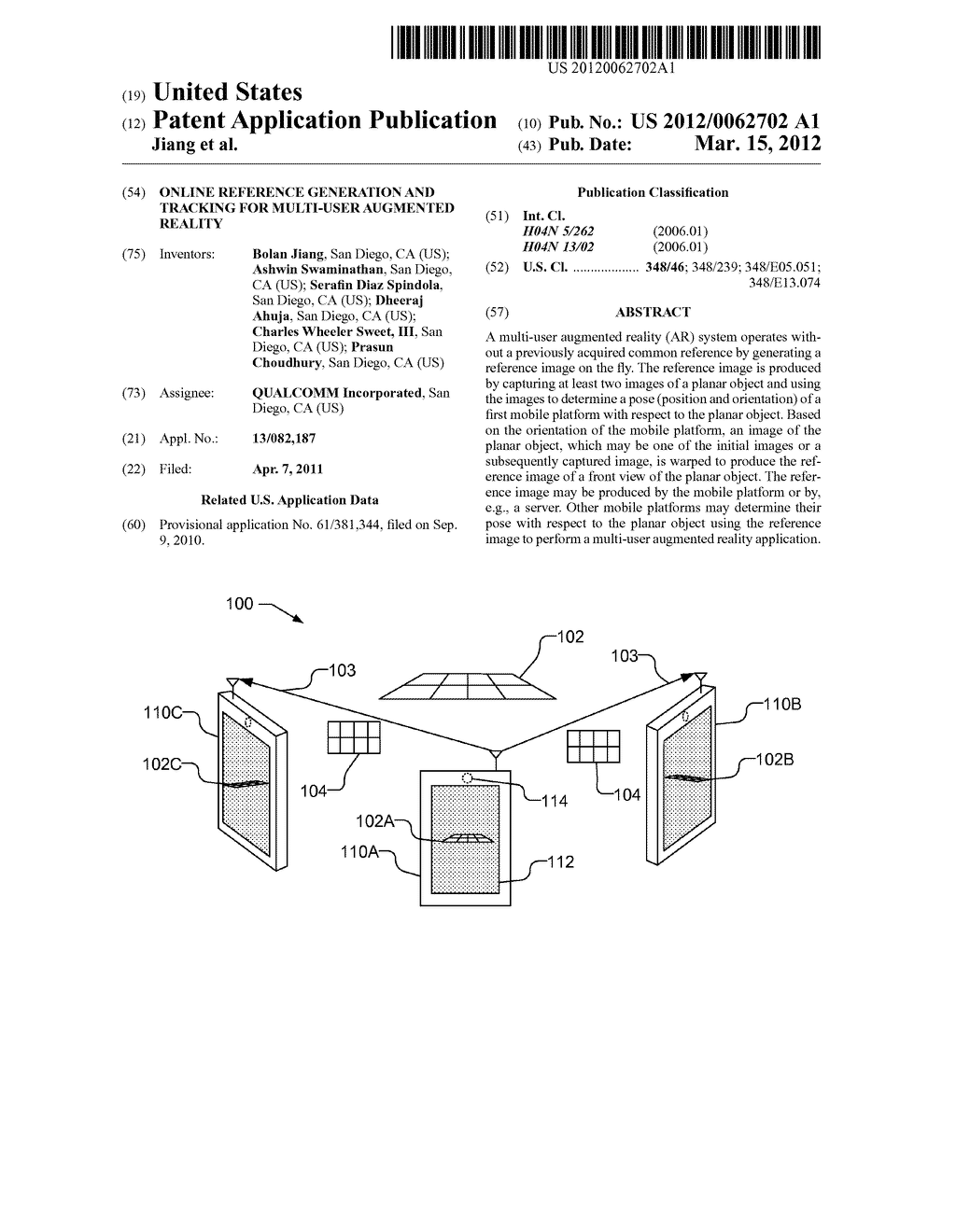 ONLINE REFERENCE GENERATION AND TRACKING FOR MULTI-USER AUGMENTED REALITY - diagram, schematic, and image 01