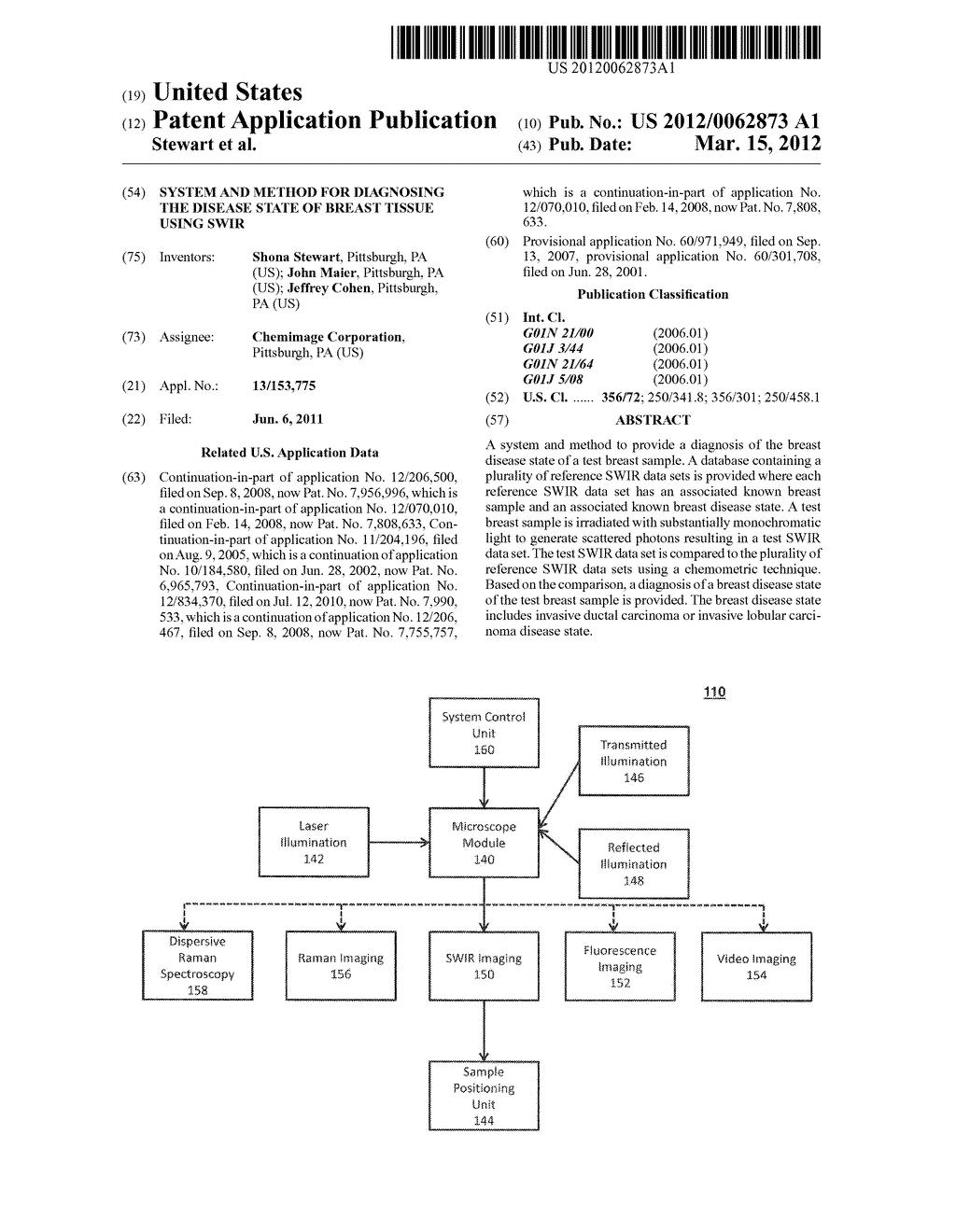 SYSTEM AND METHOD FOR DIAGNOSING THE DISEASE STATE OF BREAST TISSUE USING     SWIR - diagram, schematic, and image 01