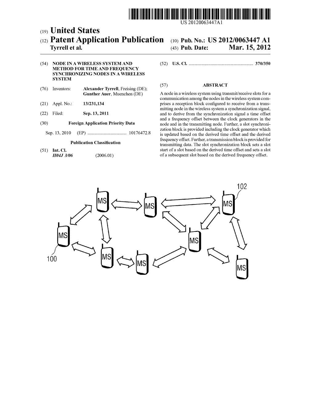 NODE IN A WIRELESS SYSTEM AND METHOD FOR TIME AND FREQUENCY SYNCHRONIZING     NODES IN A WIRELESS SYSTEM - diagram, schematic, and image 01