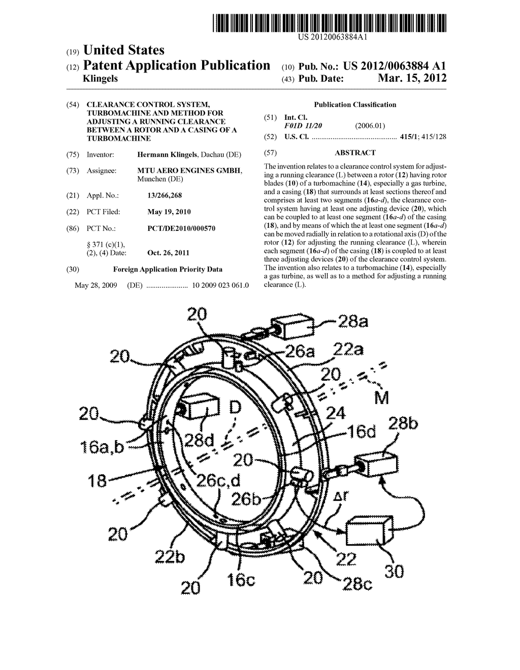 CLEARANCE CONTROL SYSTEM, TURBOMACHINE AND METHOD FOR ADJUSTING A RUNNING     CLEARANCE BETWEEN A ROTOR AND A CASING OF A TURBOMACHINE - diagram, schematic, and image 01