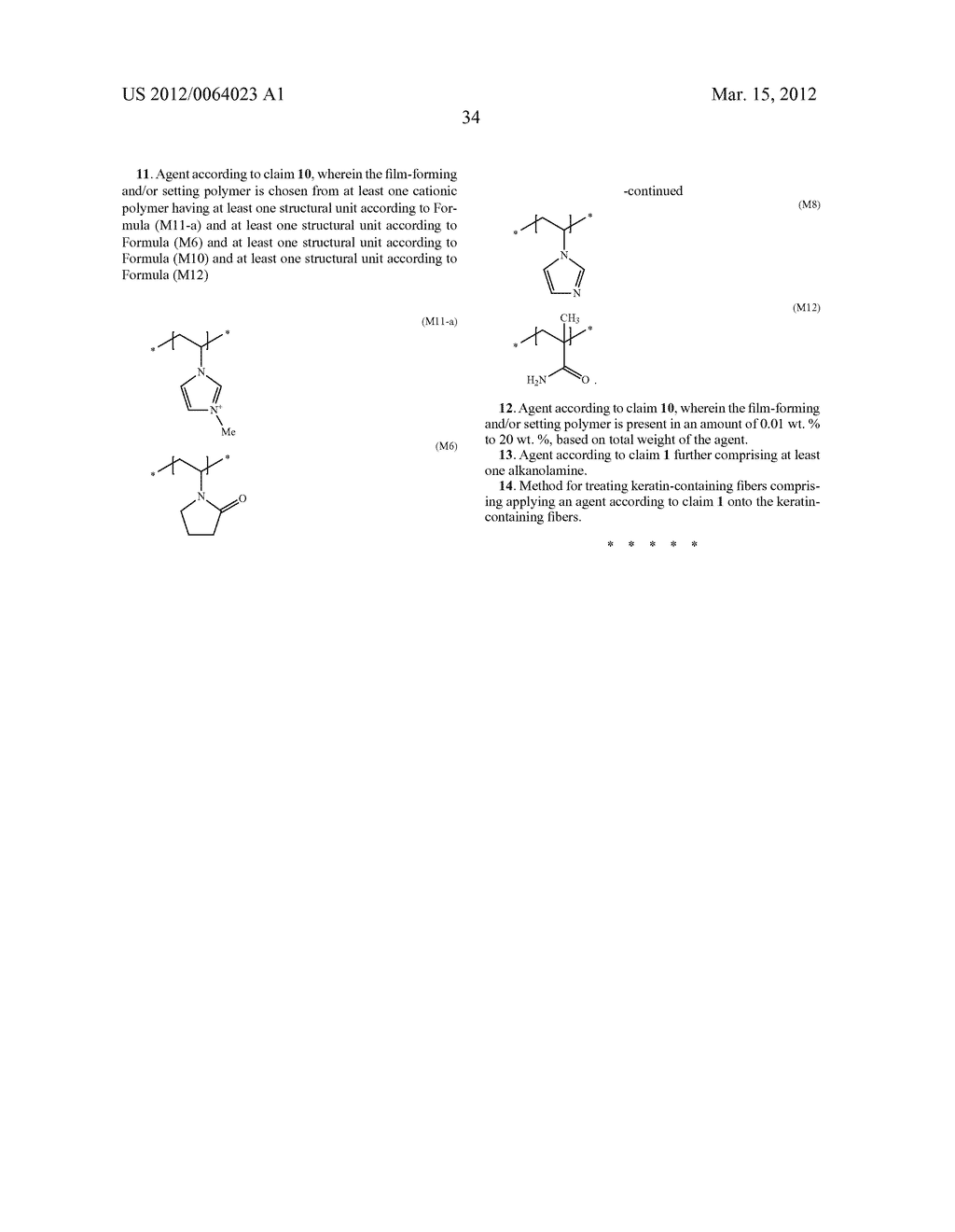 AGENTS FOR FIBERS CONTAINING KERATIN, CONTAINING AT LEAST ONE SPECIAL     CROSS-LINKED AMPHIPHILIC, ANIONIC POLYMER AND AT LEAST ONE FURTHER     SPECIAL NON-CROSS-LINKED AMPHIPHILIC ANIONIC POLYMER - diagram, schematic, and image 35