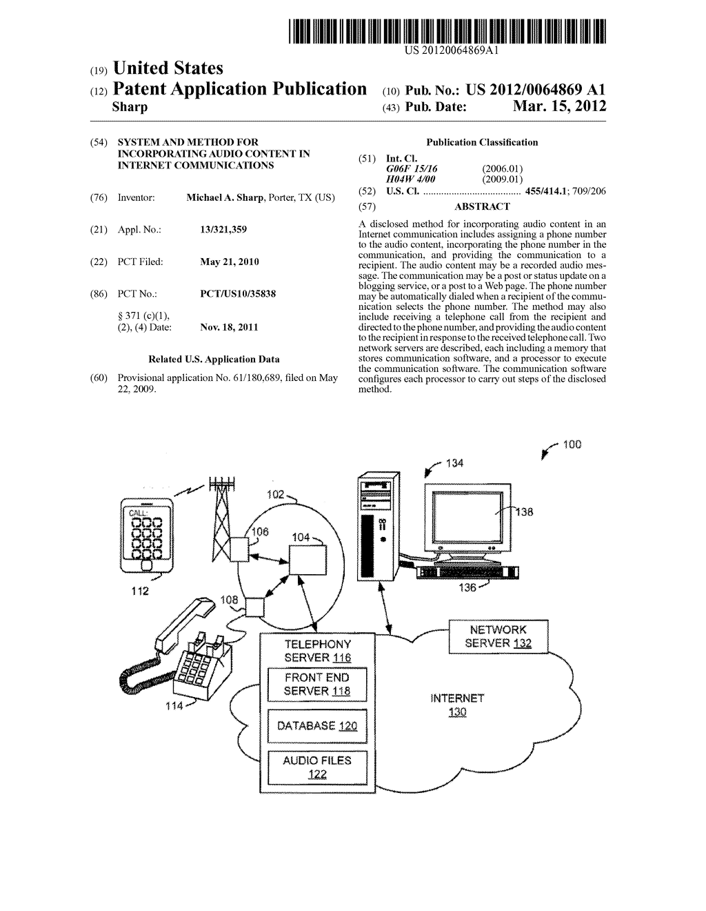 SYSTEM AND METHOD FOR INCORPORATING AUDIO CONTENT IN INTERNET     COMMUNICATIONS - diagram, schematic, and image 01