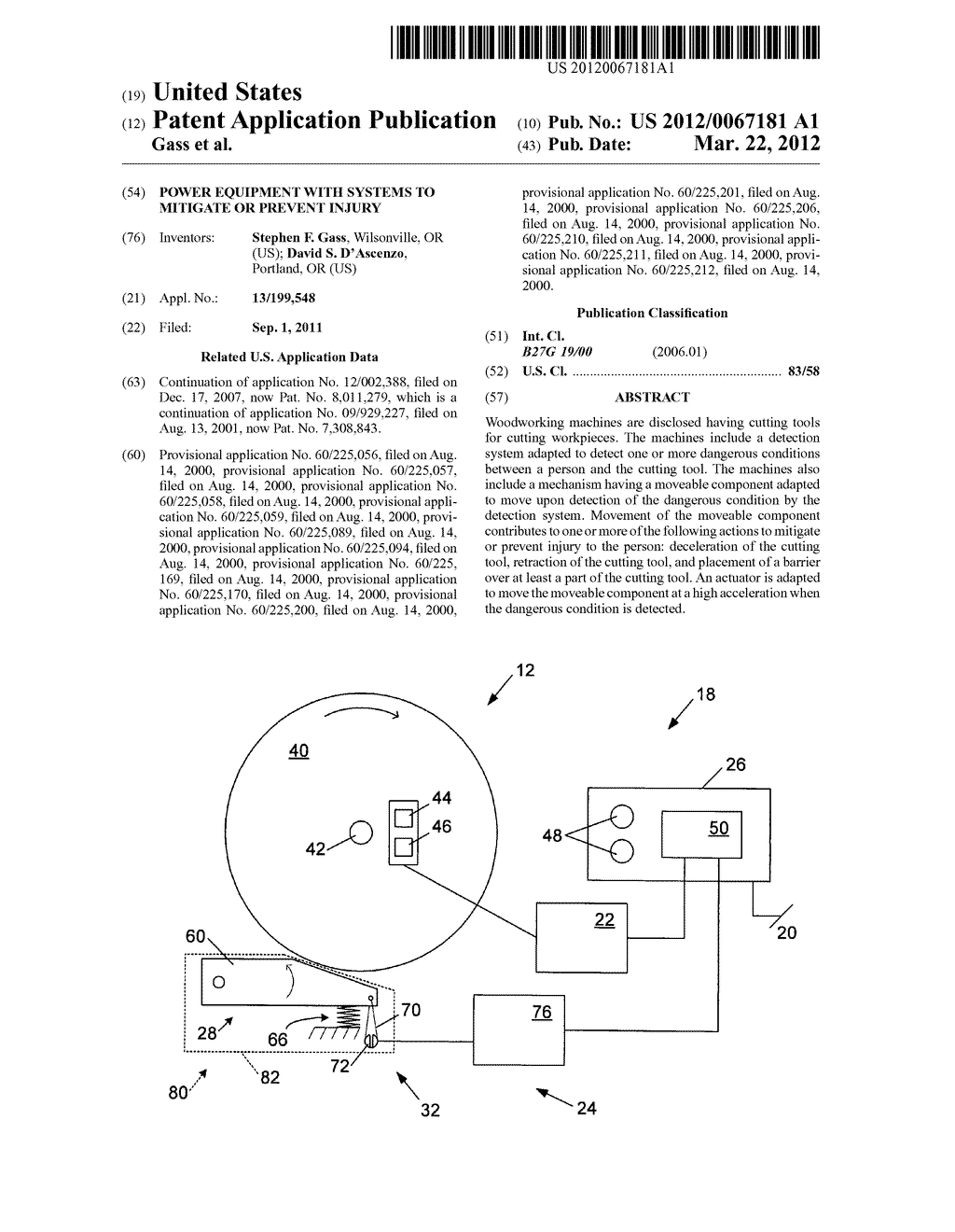 Power equipment with systems to mitigate or prevent injury - diagram, schematic, and image 01