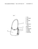 Purse attachment that holds an umbrella, water bottle or similar shape     object diagram and image