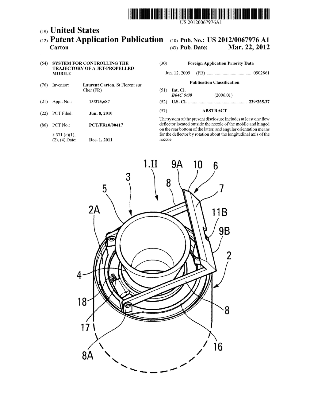 SYSTEM FOR CONTROLLING THE TRAJECTORY OF A JET-PROPELLED MOBILE - diagram, schematic, and image 01