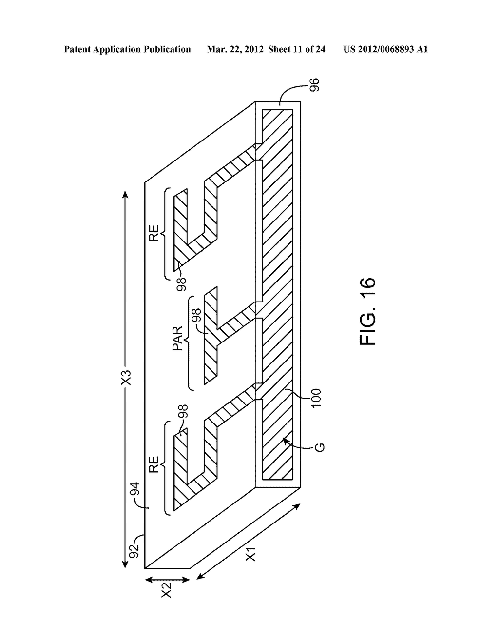 ANTENNA STRUCTURES HAVING RESONATING ELEMENTS AND PARASITIC ELEMENTS     WITHIN SLOTS IN CONDUCTIVE ELEMENTS - diagram, schematic, and image 12