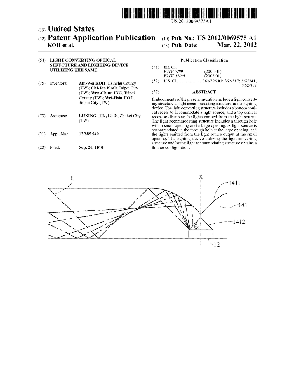 LIGHT CONVERTING OPTICAL STRUCTURE AND LIGHTING DEVICE UTILIZING THE SAME - diagram, schematic, and image 01