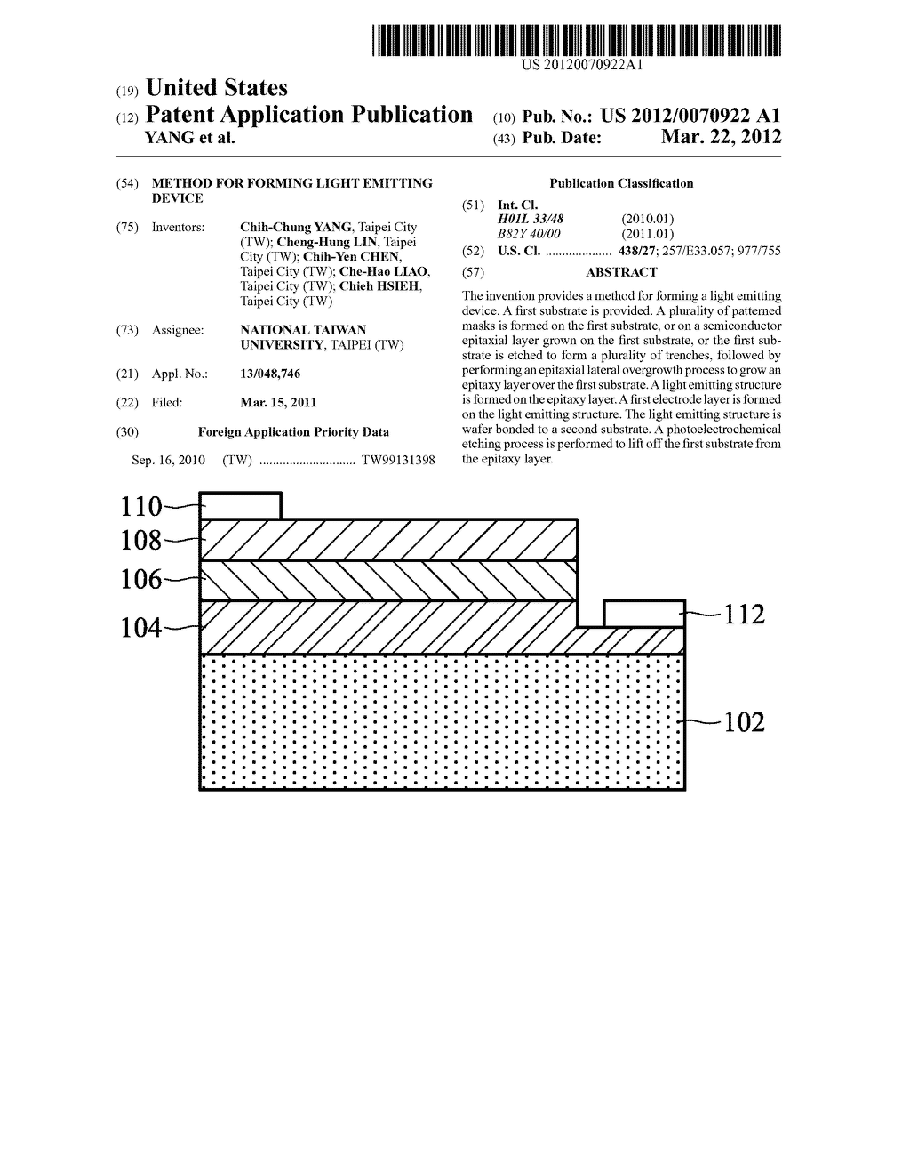 METHOD FOR FORMING LIGHT EMITTING DEVICE - diagram, schematic, and image 01