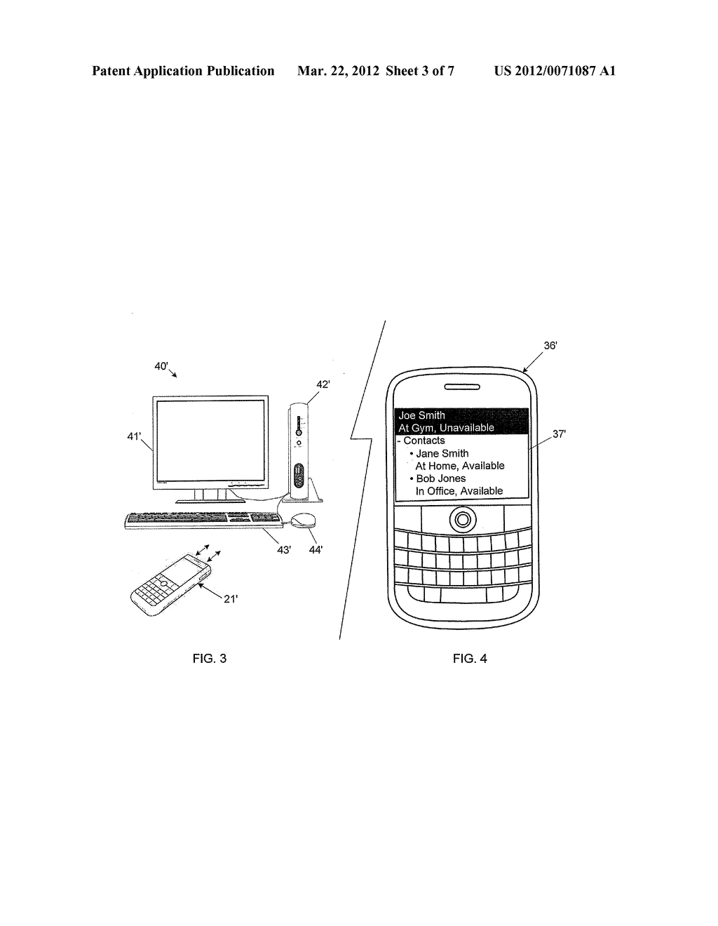 MOBILE WIRELESS COMMUNICATIONS DEVICE INCLUDING WIRELESS-BASED     AVAILABILITY DETECTOR AND ASSOCIATED METHODS - diagram, schematic, and image 04