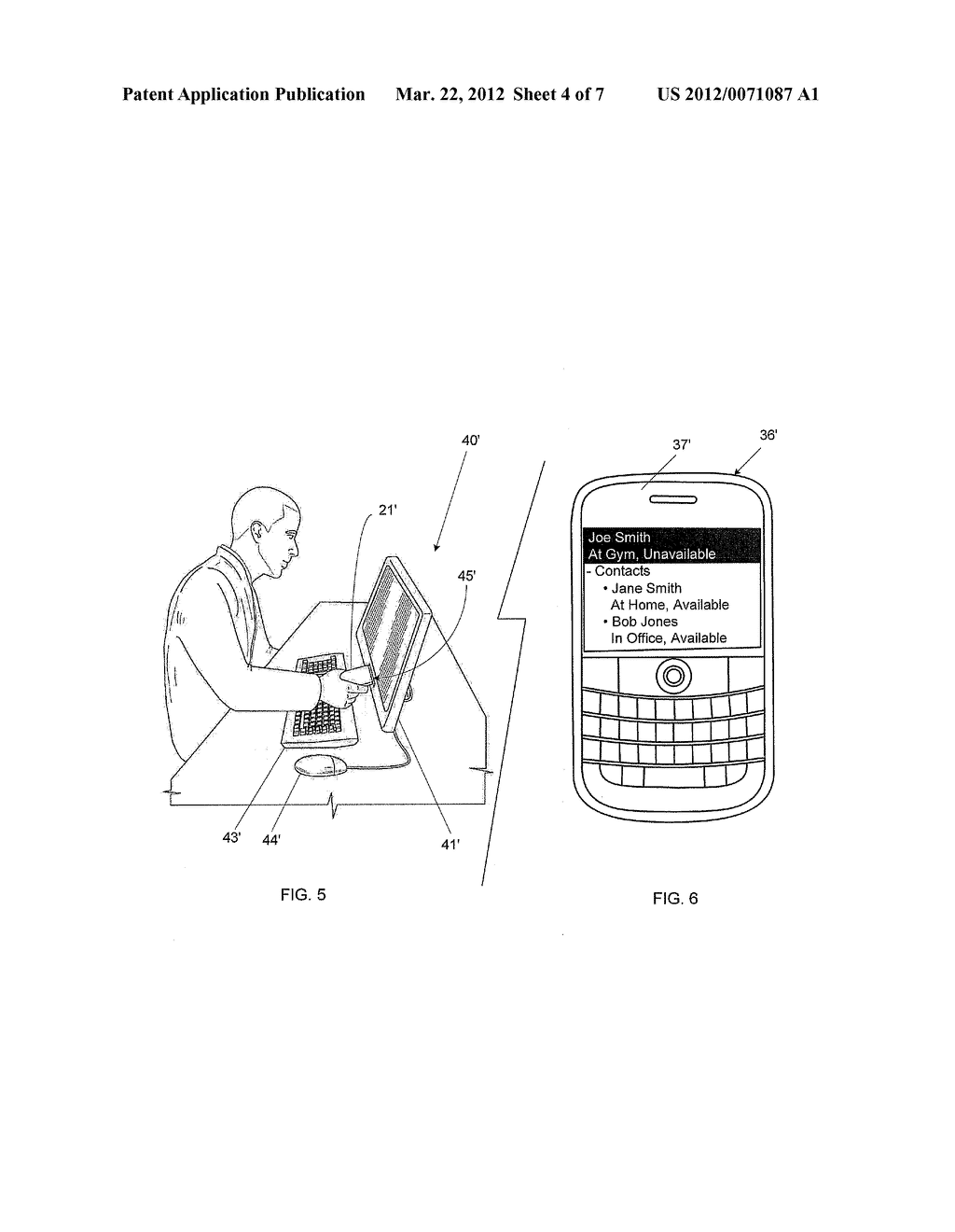 MOBILE WIRELESS COMMUNICATIONS DEVICE INCLUDING WIRELESS-BASED     AVAILABILITY DETECTOR AND ASSOCIATED METHODS - diagram, schematic, and image 05