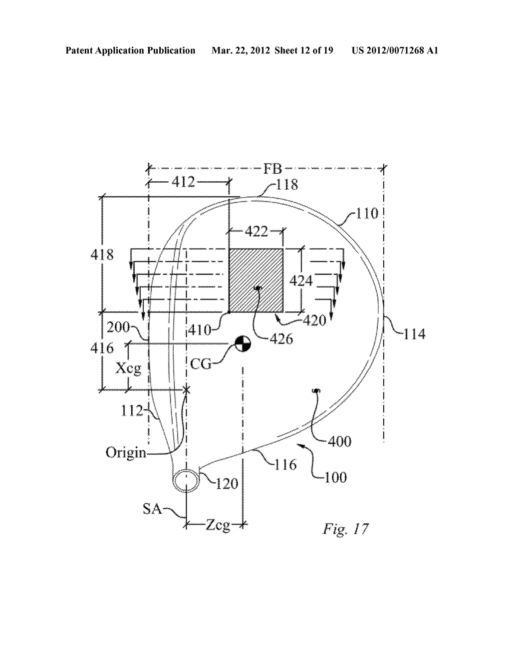 HIGH VOLUME AERODYNAMIC GOLF CLUB HEAD HAVING A POST APEX ATTACHMENT     PROMOTING REGION - diagram, schematic, and image 13