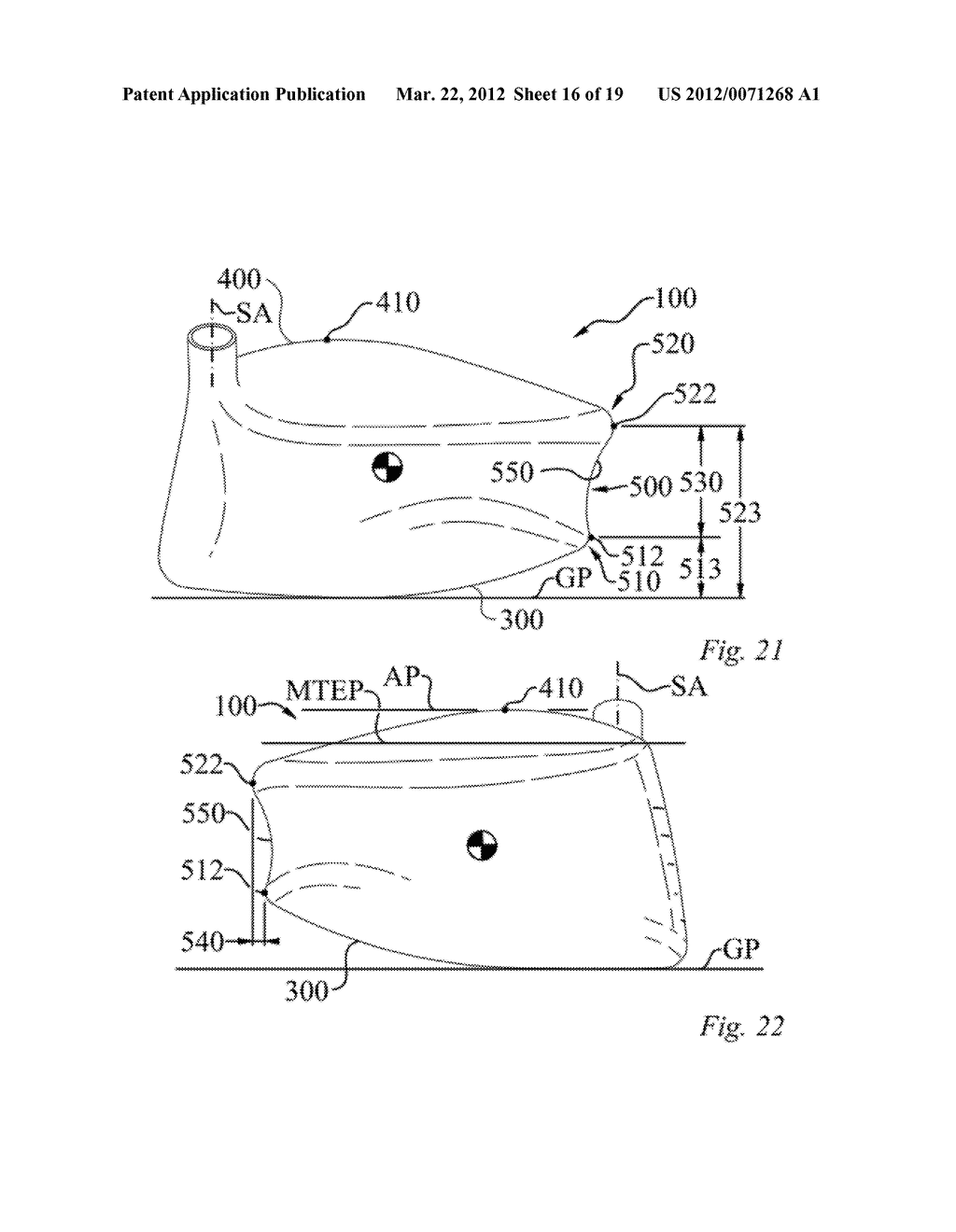 HIGH VOLUME AERODYNAMIC GOLF CLUB HEAD HAVING A POST APEX ATTACHMENT     PROMOTING REGION - diagram, schematic, and image 17