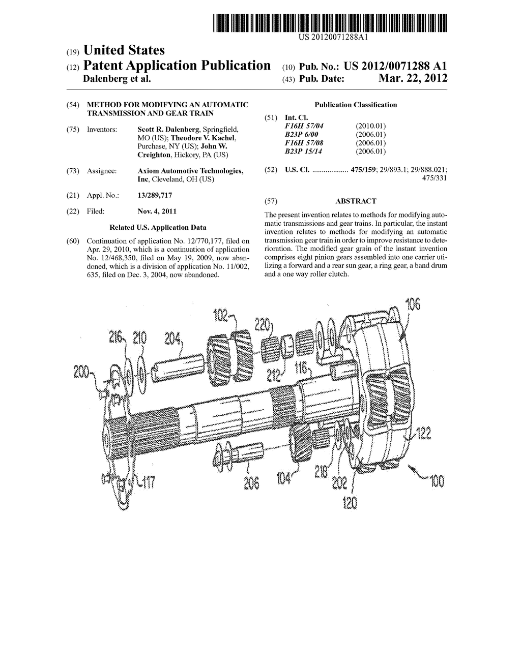 METHOD FOR MODIFYING AN AUTOMATIC TRANSMISSION AND GEAR TRAIN - diagram, schematic, and image 01
