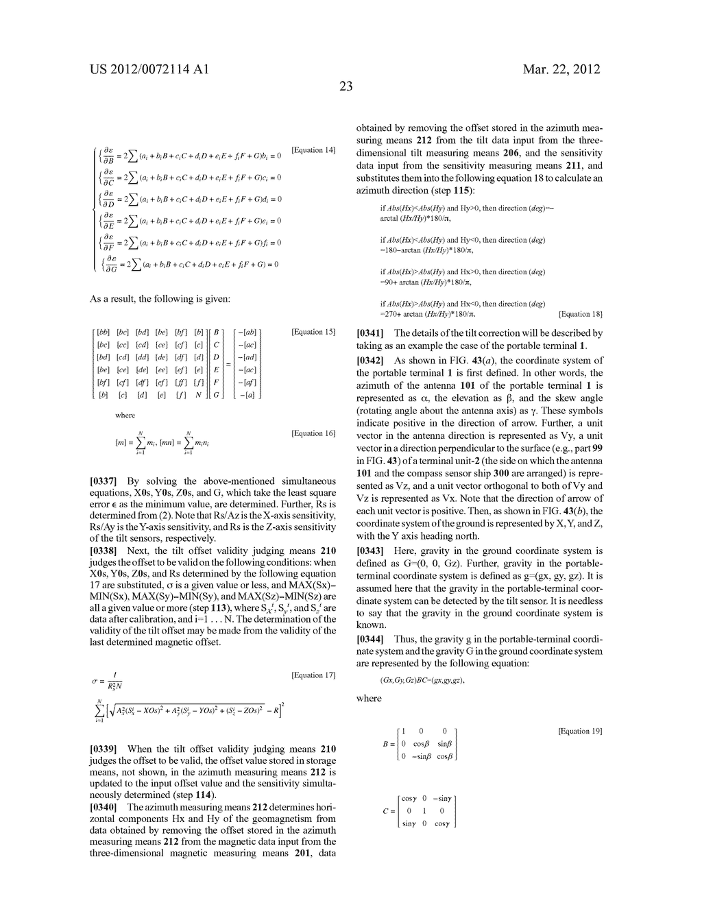 AZIMUTH PROCESSING DEVICE, AZIMUTH PROCESSING METHOD, AZIMUTH PROCESSING     PROGRAM, DIRECTION FINDING DEVICE, TILT OFFSET CORRECTING METHOD, AZIMUTH     MEASURING METHOD, COMPASS SENSOR UNIT, AND PORTABLE ELECTRONIC DEVICE - diagram, schematic, and image 58