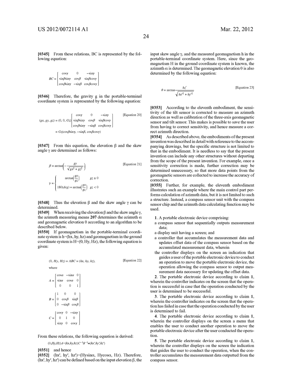 AZIMUTH PROCESSING DEVICE, AZIMUTH PROCESSING METHOD, AZIMUTH PROCESSING     PROGRAM, DIRECTION FINDING DEVICE, TILT OFFSET CORRECTING METHOD, AZIMUTH     MEASURING METHOD, COMPASS SENSOR UNIT, AND PORTABLE ELECTRONIC DEVICE - diagram, schematic, and image 59