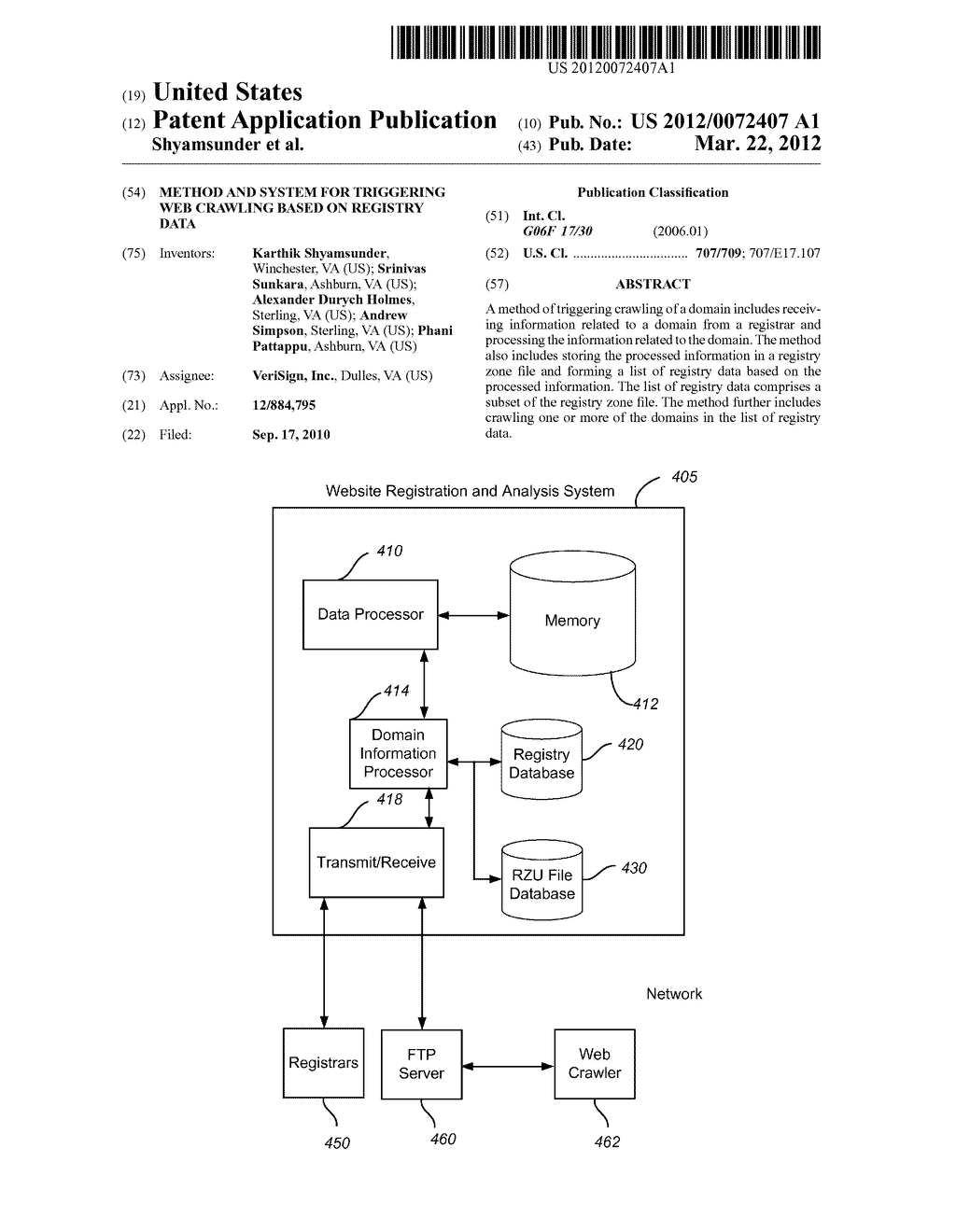METHOD AND SYSTEM FOR TRIGGERING WEB CRAWLING BASED ON REGISTRY DATA - diagram, schematic, and image 01