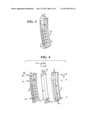 COMBINATION STACKABLE MAGAZINE CORES AND OUTER BINDING SKINS FOR CHANGING     STYLE AND CAPACITY VERSABILITY OF A FIREARM AND FURTHER INCLUDING DUAL     USE FOLLOWER diagram and image