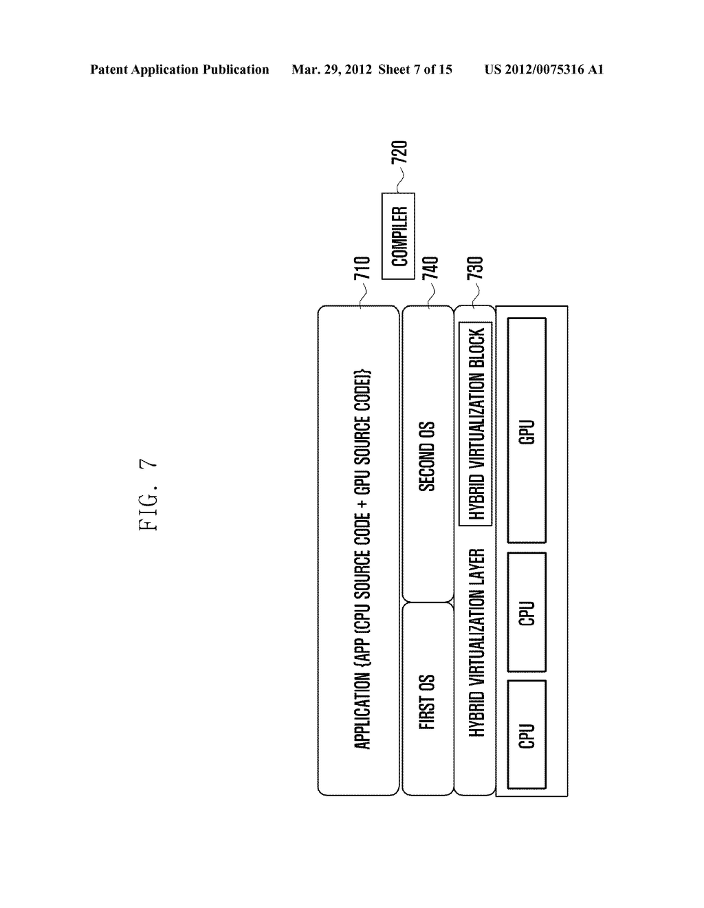 METHOD AND APPARATUS FOR COMPILING AND EXECUTING AN APPLICATION USING     VIRTUALIZATION IN A HETEROGENEOUS SYSTEM - diagram, schematic, and image 08