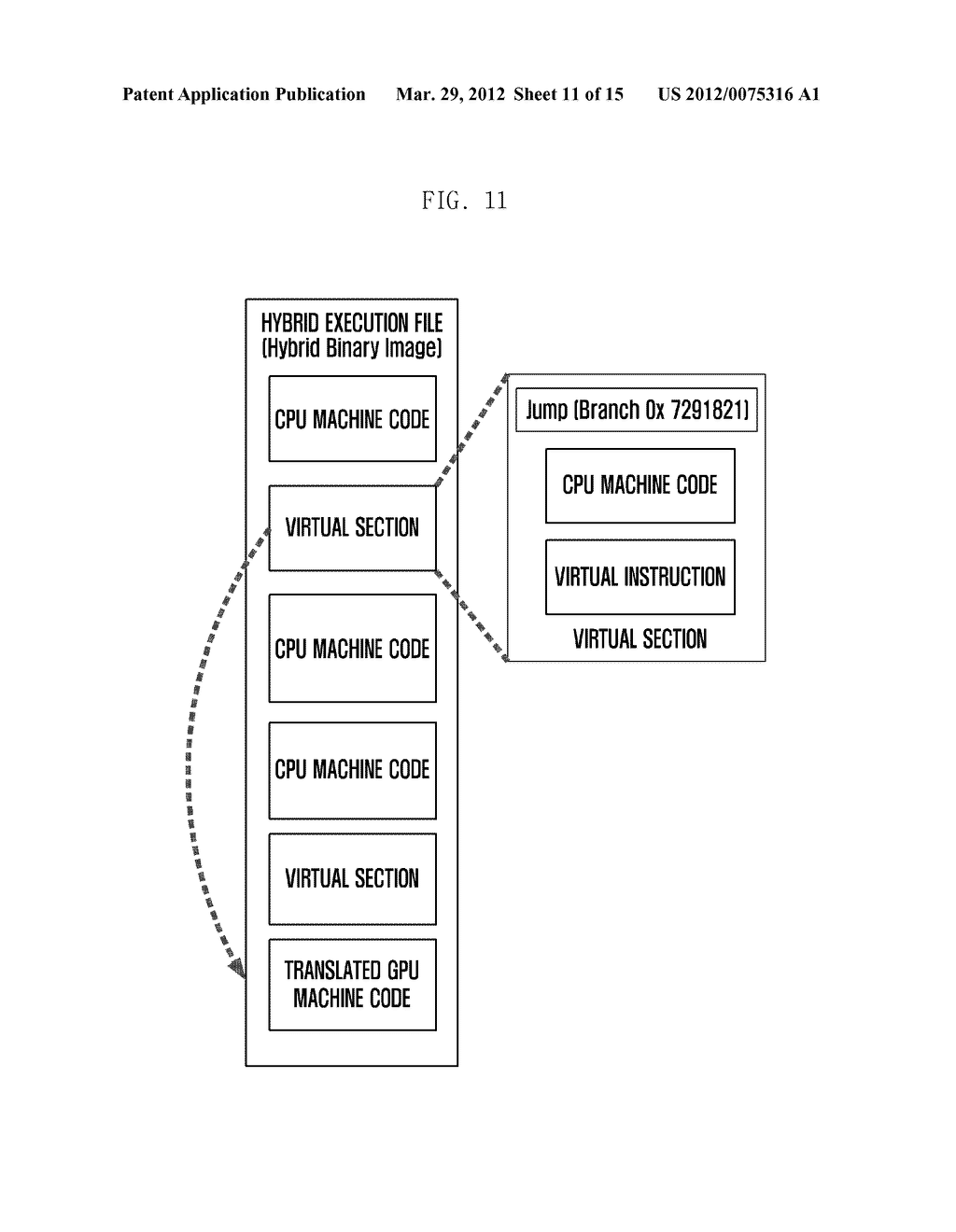 METHOD AND APPARATUS FOR COMPILING AND EXECUTING AN APPLICATION USING     VIRTUALIZATION IN A HETEROGENEOUS SYSTEM - diagram, schematic, and image 12