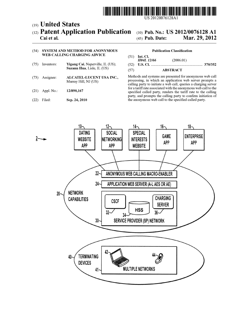 SYSTEM AND METHOD FOR ANONYMOUS WEB CALLING CHARGING ADVICE - diagram, schematic, and image 01