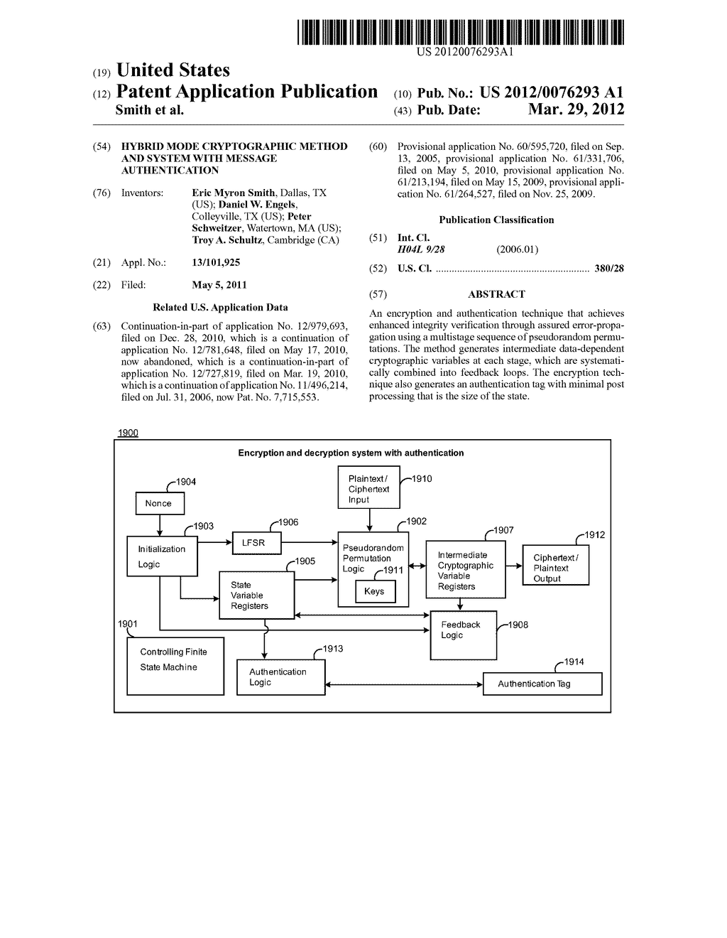 HYBRID MODE CRYPTOGRAPHIC METHOD AND SYSTEM WITH MESSAGE AUTHENTICATION - diagram, schematic, and image 01