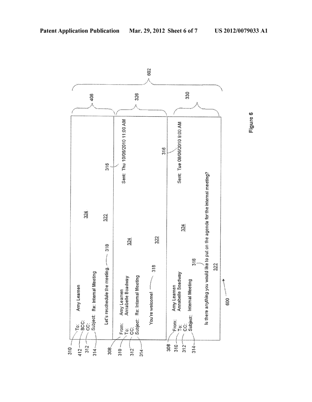 SYSTEM AND METHOD FOR BREAKING UP A MESSAGE THREAD WHEN REPLYING OR     FORWARDING A MESSAGE - diagram, schematic, and image 07