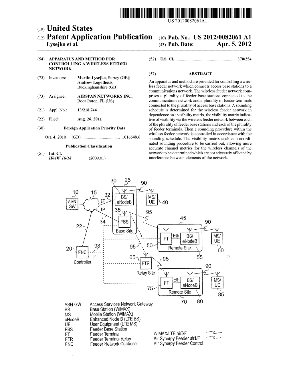 APPARATUS AND METHOD FOR CONTROLLING A WIRELESS FEEDER NETWORK - diagram, schematic, and image 01