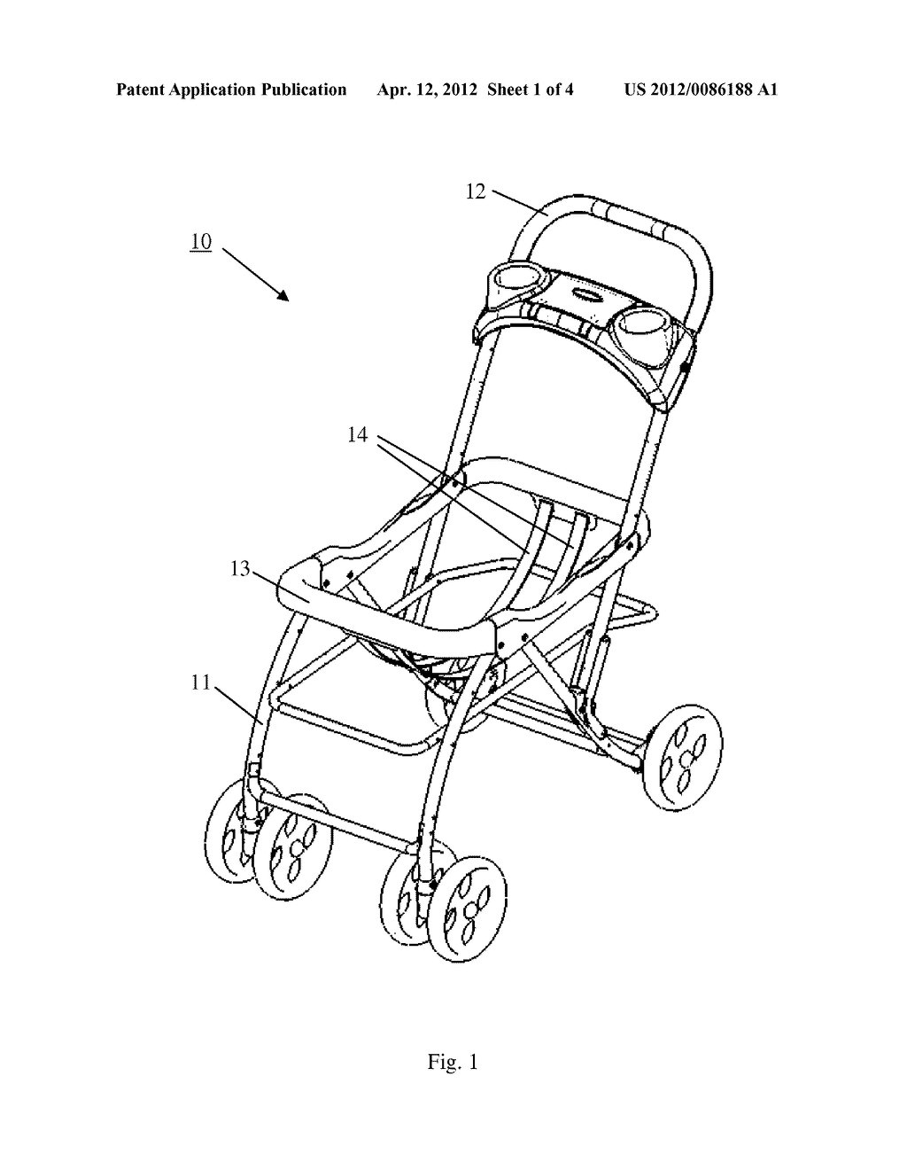 STROLLER WITH A RECEIVING FRAME AND SUPPORT STRAPS FOR RECEIVING A CAR     SEAT - diagram, schematic, and image 02