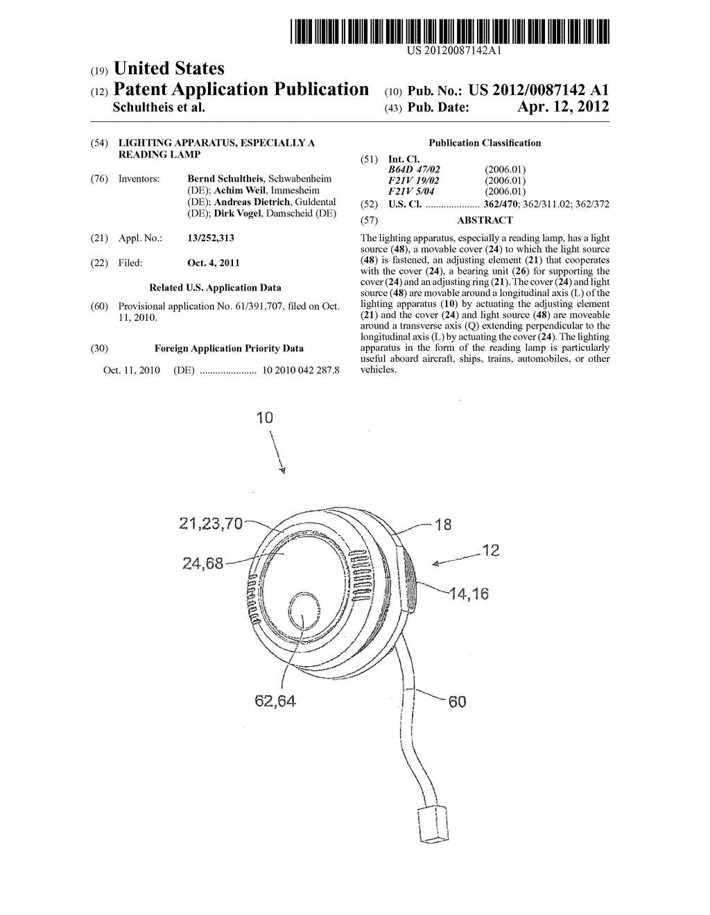 LIGHTING APPARATUS, ESPECIALLY A READING LAMP - diagram, schematic, and image 01