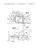 FRONT-LOADABLE REFUSE CONTAINER HAVING SIDE-LOADING ROBOTIC ARM WITH     MOTORS AND OTHER MASS MOUNTED AT REAR OF CONTAINER AND USE OF SAME WITH     FRONT-LOADING WASTE-HAULING VEHICLE HAVING HYDRAULIC FRONT FORKS OR OTHER     RETRACTABLY ENGAGEABLE LIFT MEANS diagram and image