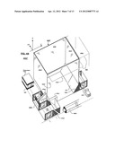 FRONT-LOADABLE REFUSE CONTAINER HAVING SIDE-LOADING ROBOTIC ARM WITH     MOTORS AND OTHER MASS MOUNTED AT REAR OF CONTAINER AND USE OF SAME WITH     FRONT-LOADING WASTE-HAULING VEHICLE HAVING HYDRAULIC FRONT FORKS OR OTHER     RETRACTABLY ENGAGEABLE LIFT MEANS diagram and image