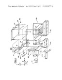 FRONT-LOADABLE REFUSE CONTAINER HAVING SIDE-LOADING ROBOTIC ARM WITH     MOTORS AND OTHER MASS MOUNTED AT REAR OF CONTAINER AND USE OF SAME WITH     FRONT-LOADING WASTE-HAULING VEHICLE HAVING HYDRAULIC FRONT FORKS OR OTHER     RETRACTABLY ENGAGEABLE LIFT MEANS diagram and image