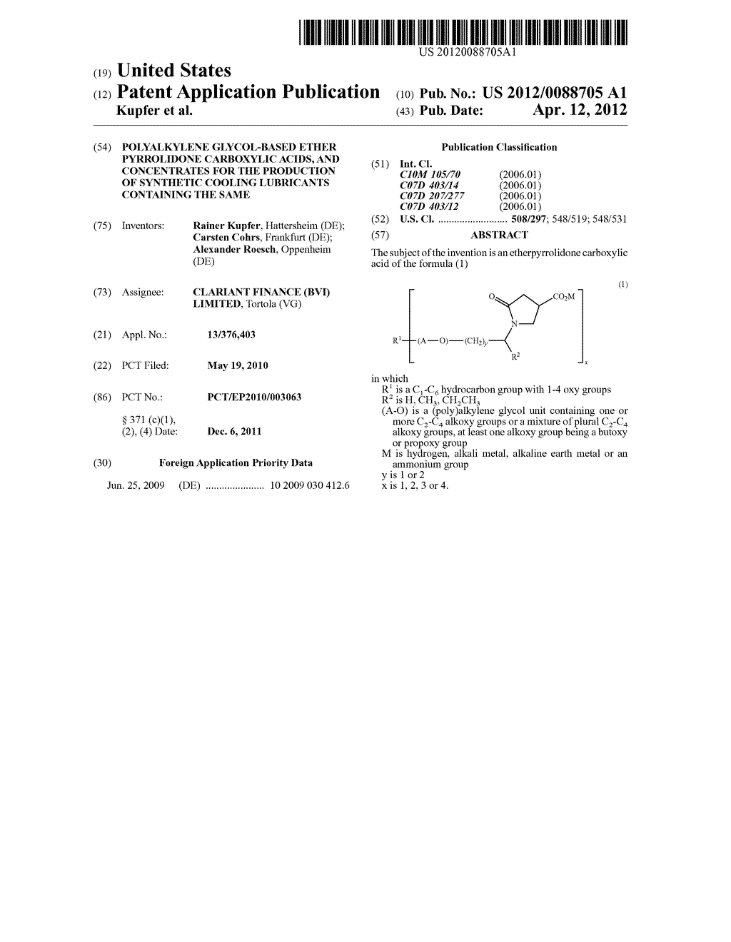 POLYALKYLENE GLYCOL-BASED ETHER PYRROLIDONE CARBOXYLIC ACIDS, AND     CONCENTRATES FOR THE PRODUCTION OF SYNTHETIC COOLING LUBRICANTS     CONTAINING THE SAME - diagram, schematic, and image 01