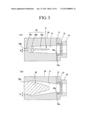 MOLDING MATERIAL FOR EXTRUSION FOAM MOLDING, PROCESS FOR PRODUCING SAME,     WOODY MOLDED FOAM PRODUCED FROM THE MOLDING MATERIAL, AND PROCESS AND     APPARATUS FOR PRODUCING THE WOODY MOLDED FOAM diagram and image