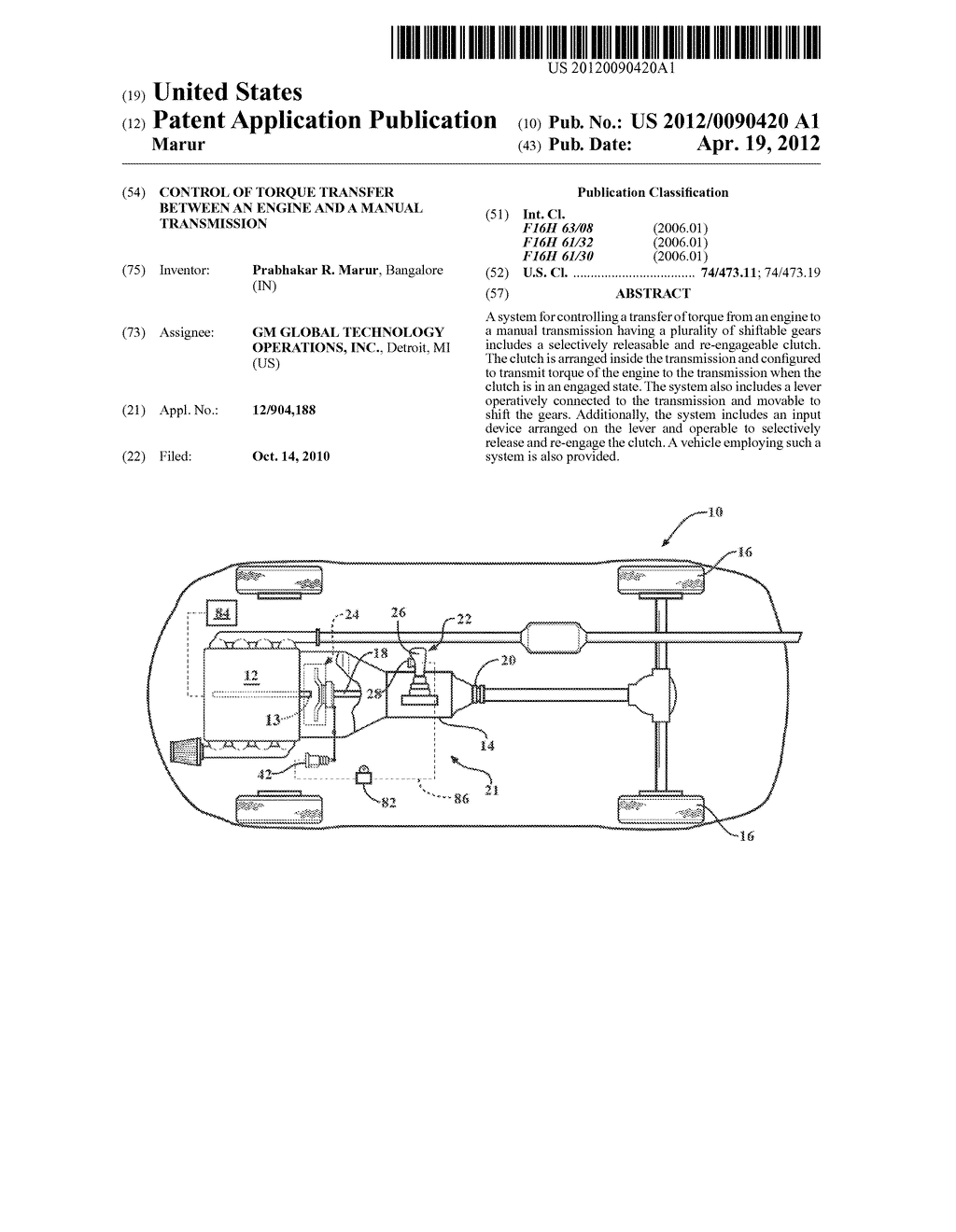 CONTROL OF TORQUE TRANSFER BETWEEN AN ENGINE AND A MANUAL TRANSMISSION - diagram, schematic, and image 01