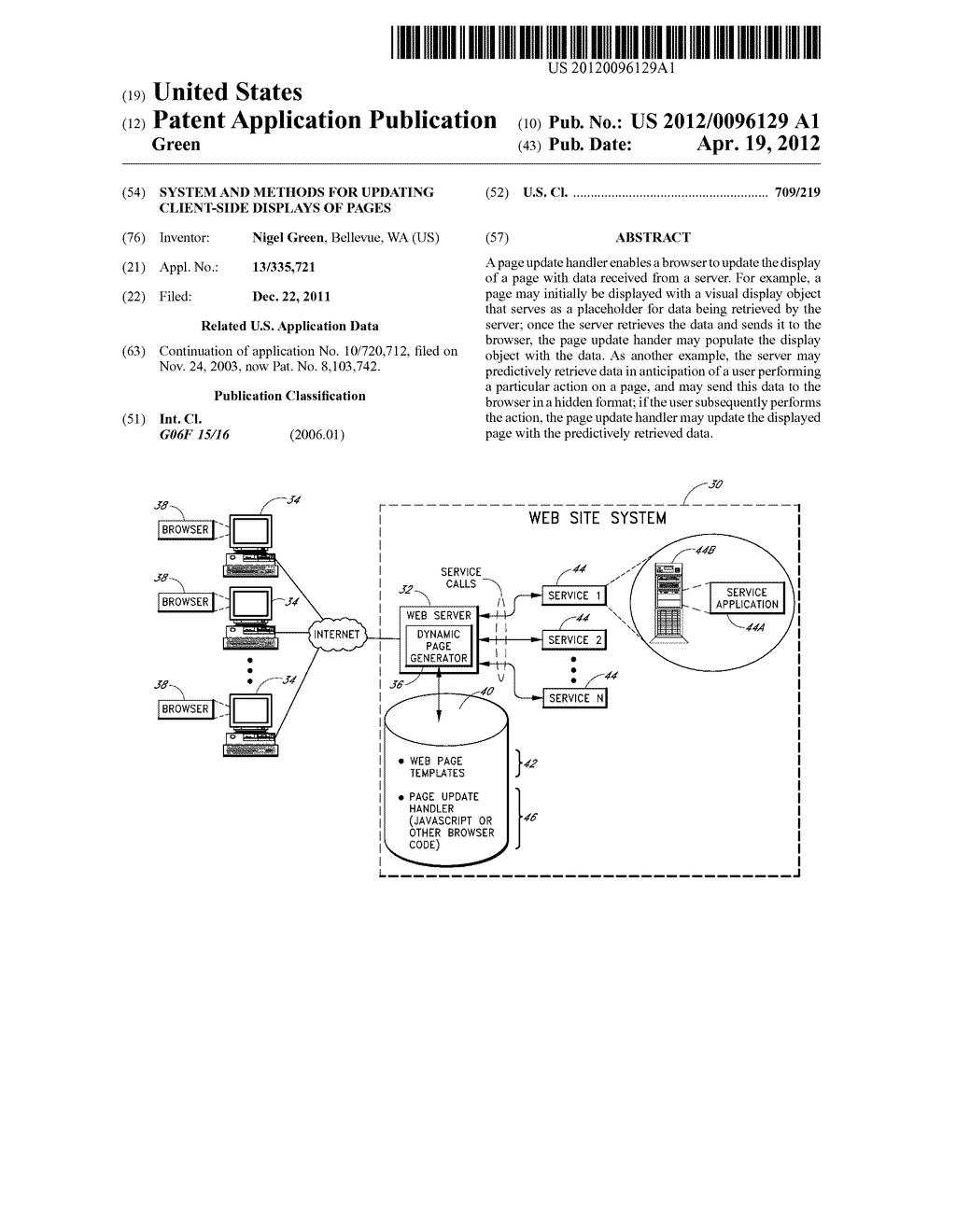 SYSTEM AND METHODS FOR UPDATING CLIENT-SIDE DISPLAYS OF PAGES - diagram, schematic, and image 01